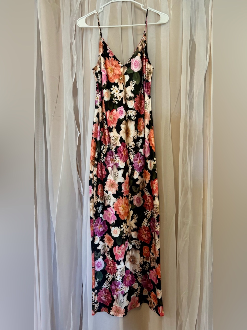 Express Size XS  Black Floral Maxi Slip Dress